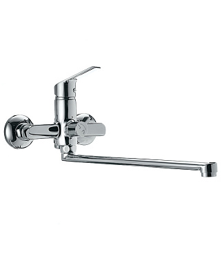 Смеситель для ванны Milardo Nelson хром однорычажный с длинным изливом с лейкой (NELSBLCM10)