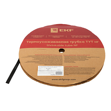 Трубка термоусадочная EKF ТУТ 10/5 мм черная (100 м)
