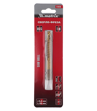 Сверло по металлу фреза Matrix 6х88 мм (72826)