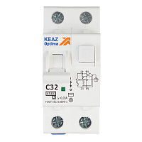 Автомат дифференциальный КЭАЗ OptiDin D63 32А 1P+N тип AC 30 мА 4,5 кА (328101)