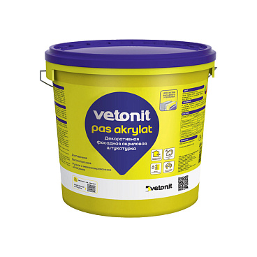 Штукатурка фасадная Vetonit Pas Akrylat акриловая шуба 1,5 мм база 100А белая 25 кг
