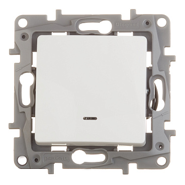 Выключатель Legrand Etika одноклавишный встраиваемый белый с подсветкой (672203)