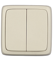 Выключатель Hegel Alfa двухклавишный накладной слоновая кость (ВА10-153-01)