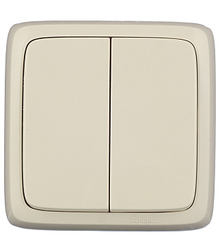 Выключатель Hegel Alfa двухклавишный накладной слоновая кость (ВА10-153-01)