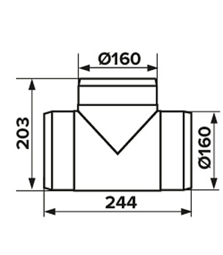 Тройник для круглых воздуховодов ERA пластиковый d160 мм 90°