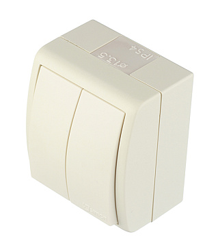 Выключатель Simon 15 Aqua двухклавишный накладной слоновая кость (1594398-031)
