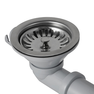 Сифон для двойной мойки АНИ пласт 3 1/2х40 мм с выпуском d115 мм с переливом с соединением 40 мм (F3545S)