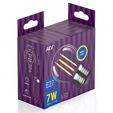 Лампа светодиодная филаментная Rev E27 2700К 7 Вт 695 Лм 220 В шар G45 прозрачная