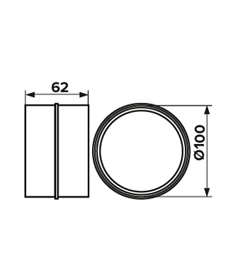 Соединитель для круглых воздуховодов ERA с обратным клапаном пластиковый d100 мм