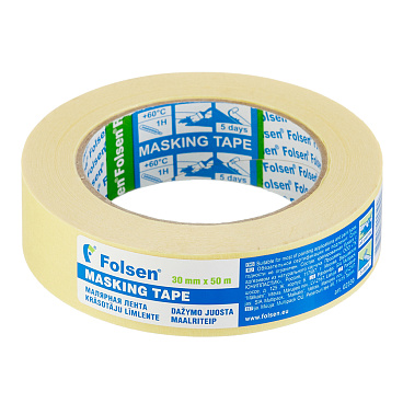Лента малярная Folsen желтая 30 мм 50 м (02330)