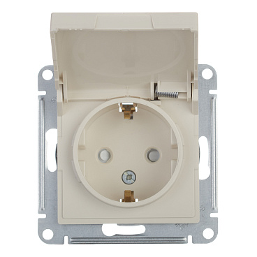 Розетка Systeme Electric AtlasDesign встраиваемая бежевая со шторками с крышкой (ATN000246)