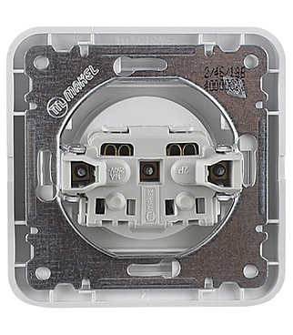 Розетка Makel Mimoza встраиваемая белая со шторками (12052)