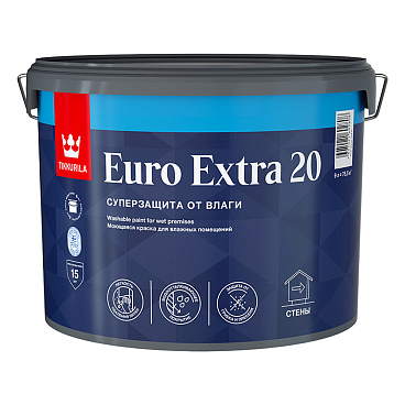 Краска моющаяся Tikkurila/Tikkivala Euro Extra 20 база С бесцветная 9 л