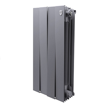 Радиатор биметаллический Royal Thermo Piano Forte 500 мм 4 секции 1" боковое подключение серебристый