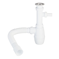 Сифон для раковины Wirquin Pro 1 1/2х40 мм с выпуском d63 мм с соединением 40/50 мм с отводом (30718052)