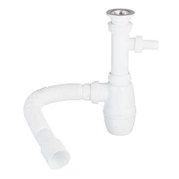 Сифон для раковины Wirquin Pro 1 1/2х40 мм с выпуском d63 мм с соединением 40/50 мм с отводом (30718052)