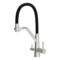 Смеситель для кухни Cersanit Vivo хром/черный с высоким изливом с подключением к фильтру однорычажный (68217)