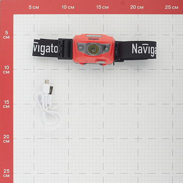 Фонарь налобный Navigator светодиодный 1 LED 3 Вт аккумуляторный Li-Pol 600 мАч пластик (140374)