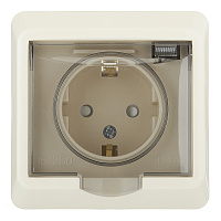 Розетка Systeme Electric Этюд встраиваемая бежевая с крышкой (PC16-044K)
