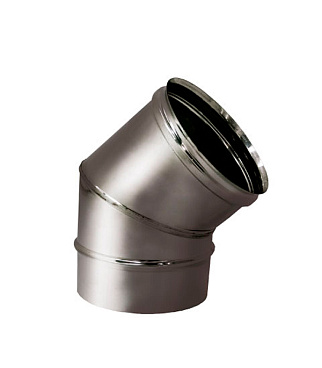 Отвод 45° х d120 мм на расширителе зеркальный без изоляции AISI 304