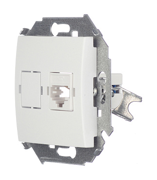 Розетка телефонная Simon 15 встраиваемая белая RJ11 (1591480-030)