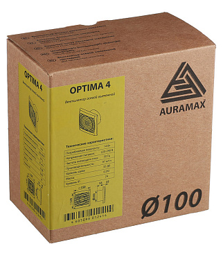 Вентилятор осевой Auramax Optima 150х150 мм d100 мм белый