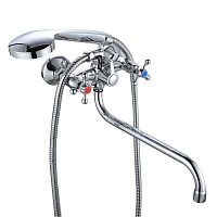 Смеситель для ванны РМС SL хром двухвентильный с длинным изливом с лейкой (SL71-140)