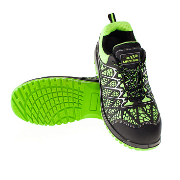 Полуботинки рабочие текстильные со светоотражающими элементами размер 44 зеленые Мистраль Неон (130168)