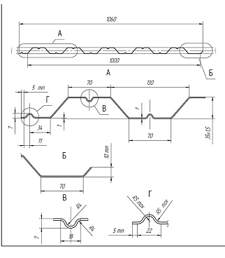 Профнастил НС35 1,06х2 м 0,5 мм оцинкованный