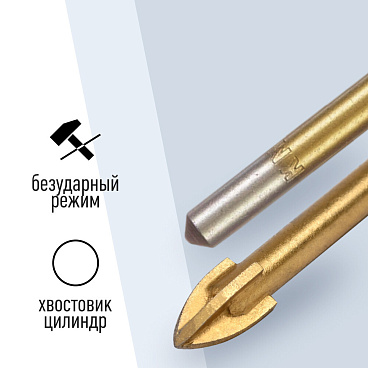 Сверло по плитке и стеклу КМ 10х120 мм TIN (966044)