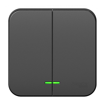 Выключатель Systeme Electric Blanca двухклавишный накладной антрацит с подсветкой (BLNVA105116)