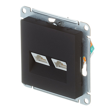 Розетка компьютерная Systeme Electric AtlasDesign встраиваемая карбон 2хRJ45 (ATN001085)