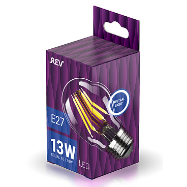 Лампа светодиодная филаментная Rev E27 4000К 13 Вт 1300 Лм 220 В груша A60 прозрачная