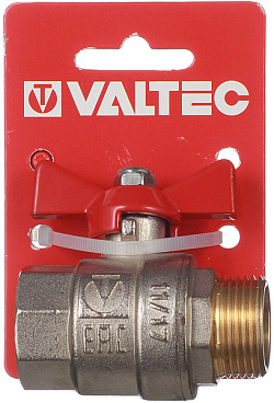 Кран шаровой латунный Valtec Base 3/4 ВР(г) х 3/4 НР(ш) бабочка прямой (VT.218.N.05)