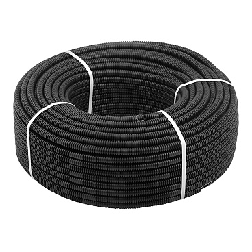 Труба гофрированная ПНД 16 мм тяжелая с зондом черная (100 м) (070)