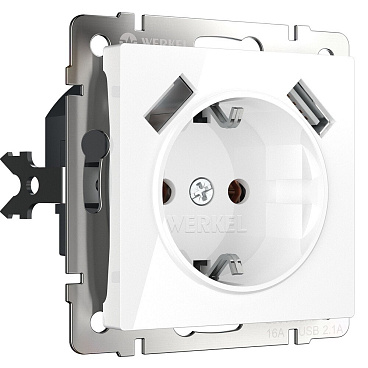 Розетка Werkel встраиваемая белая с 2хUSB-А (a051141)