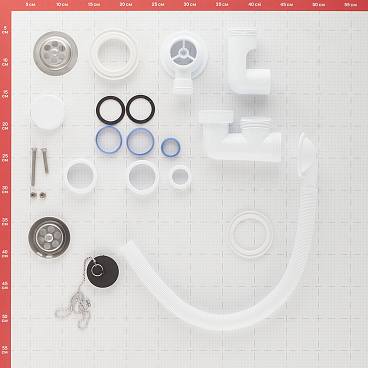 Сифон для ванны Wirquin Pro 1 1/2х40 мм регулируемый с выпуском с переливом (30718059)