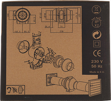 Вентилятор канальный центробежный Cata Duct In Line 195х165 мм d100 мм слоновая кость