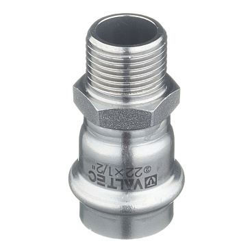 Соединитель VALTEC (VTi.901.I.002204) 22 мм х 1/2 НР(ш) нержавеющая сталь