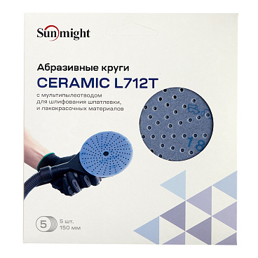 Диск шлифовальный Sunmight Ceramic d150 мм P180 на липучку пленочная основа (5 шт.)