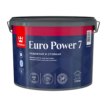 Краска моющаяся Tikkurila/Tikkivala Euro Power 7 база С бесцветная 9 л