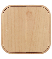 Выключатель Legrand Quteo двухклавишный накладной дерево (782262)