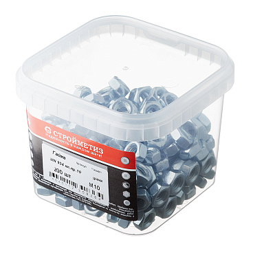 Гайка шестигранная оцинкованная М10 DIN 934 10 (200 шт.)