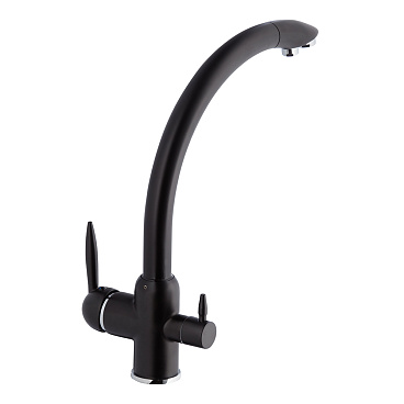 Смеситель для кухни Lavelly Poseidon черный с высоким изливом с подключением к фильтру однорычажный (673092)