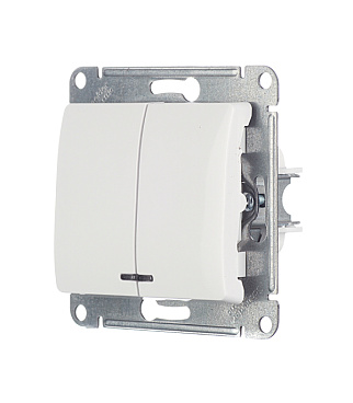 Выключатель Systeme Electric Glossa двухклавишный встраиваемый белый с подсветкой (GSL000153)