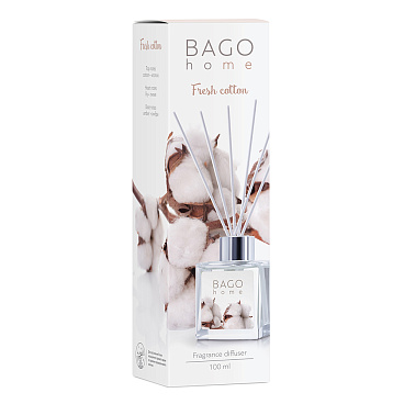 Аромадиффузор с палочками Bago home Свежий хлопок 100 мл