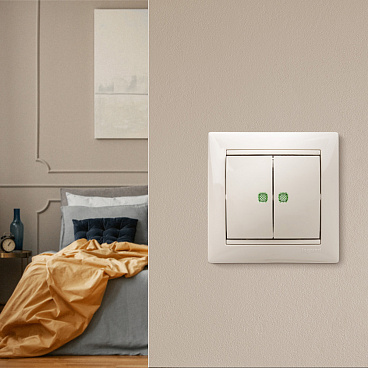 Выключатель Legrand Valena двухклавишный встраиваемый слоновая кость с подсветкой (695630)