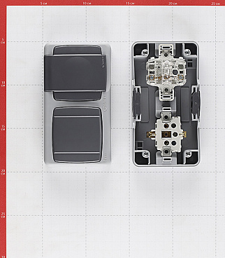 Блок выключатель и розетка Makel Mimoza одноклавишный накладной серый (36064202)