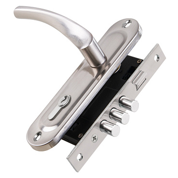 Замок врезной Punto LOCKSET15.CRONA.4061-3 SN для входной двери под цилиндр матовый никель 5 ключей