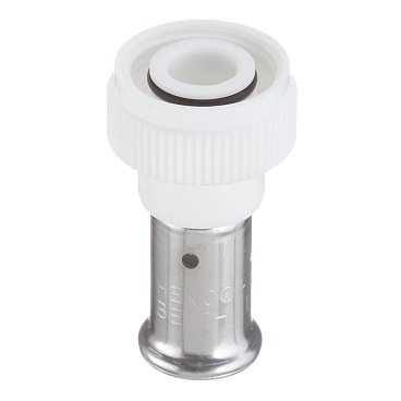 Муфта с накидной гайкой Henco (19PKW-1605) 16(пресс) х 3/4 ВР(г) под евроконус белая PVDF